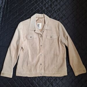 Misty Harbor Women's Tan Suede Leather Trucker Jacket – Size Large